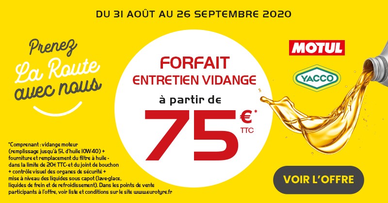 Promotion Entretien vidange – Forfait à partir de 75€