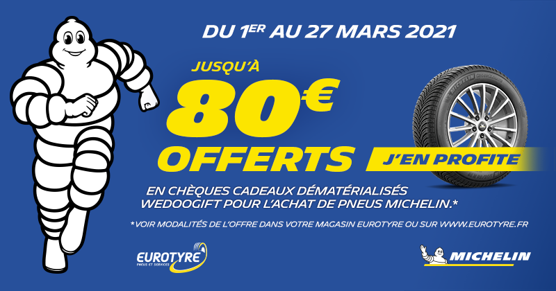 Michelin – Recevez jusqu’à 80€* en carte dématérialisés Wedoogift