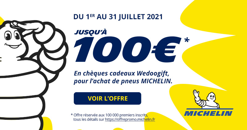 Michelin – Recevez jusqu’à 100€ en chèques cadeaux Wedoogift