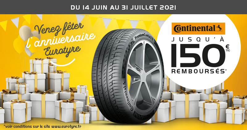 Promotion Pneus Continental – jusqu’à 150€* remboursés
