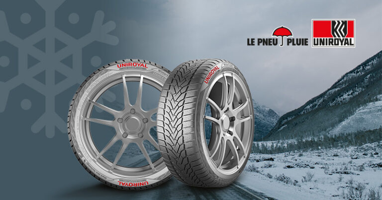 Pneu hiver Uniroyal WinterExpert, sur fond de paysage enneigé