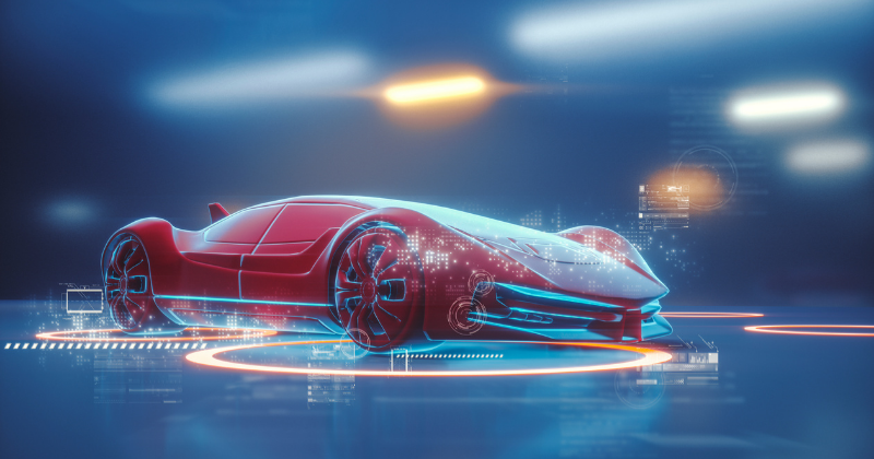 Vue graphique d'une voiture futuriste