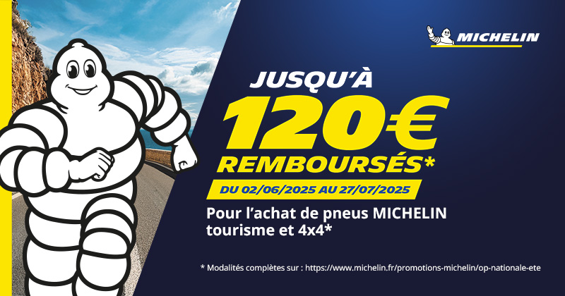 pneus Michelin en promo du 2 juin au 27 juillet