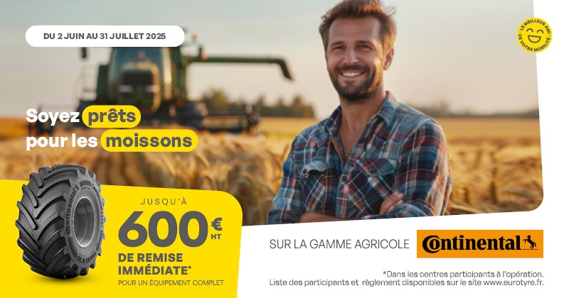 promotion été pneus agricoles Continental