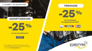 promotion amortisseurs et freinage été 2025 avec Eurotyre