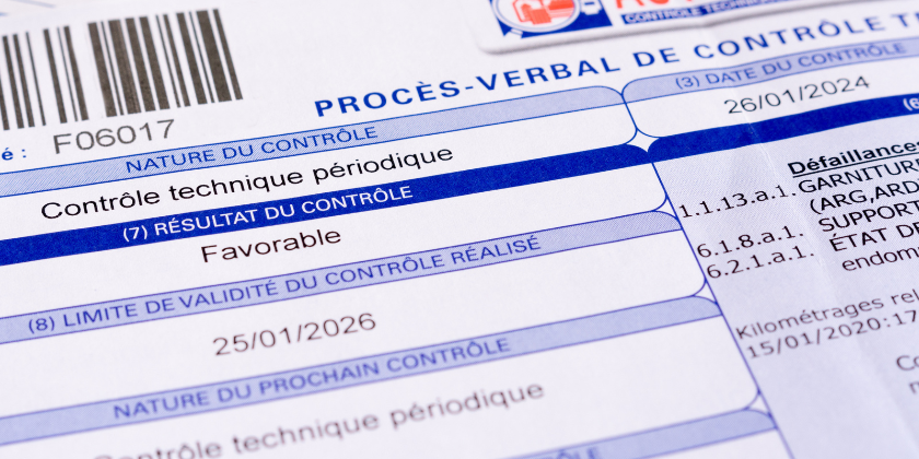 procès verbal de contrôle technique
